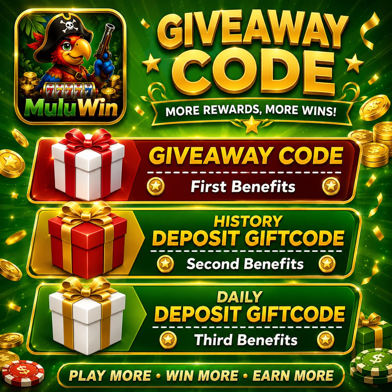 Mulu Win Giveaway Gift Code and Deposit Gift Code Rewards